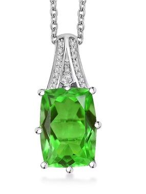 Chartreuse Quartz & White Zircon Platinum Bond with Stainless Steel 20 inches